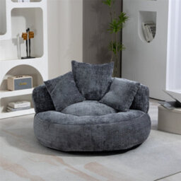 Abrihome Lazy Sofa Durable Comfort Lounger - High Back Chenille Bean Bag Chair With 3 Pillows, Indoor/outdoor Single Gaming Couch, Grey - thumbnail 1