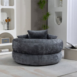 Abrihome Lazy Sofa Durable Comfort Lounger - High Back Chenille Bean Bag Chair With 3 Pillows, Indoor/outdoor Single Gaming Couch, Grey - thumbnail 9