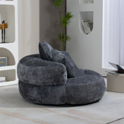Abrihome Lazy Sofa Durable Comfort Lounger - High Back Chenille Bean Bag Chair With 3 Pillows, Indoor/outdoor Single Gaming Couch, Grey - thumbnail 8