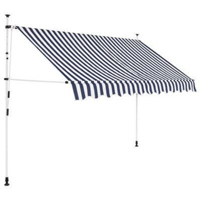 Berkfield Manual Retractable Awning 300 Cm Blue And White Stripes - image 1