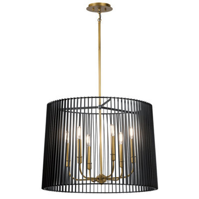 Luminosa Lighting Luminosa Kichler Linara Wire Frame Pendant Ceiling Light Black & Natural Brass - image 1