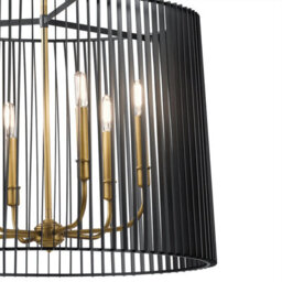 Luminosa Lighting Luminosa Kichler Linara Wire Frame Pendant Ceiling Light Black & Natural Brass - thumbnail 2