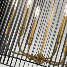 Luminosa Lighting Luminosa Kichler Linara Wire Frame Pendant Ceiling Light Black & Natural Brass - thumbnail 4