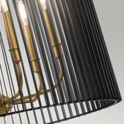 Luminosa Lighting Luminosa Kichler Linara Wire Frame Pendant Ceiling Light Black & Natural Brass - thumbnail 5