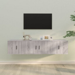 Berkfield Classic 3 Piece Tv Cabinet Set Grey Sonoma Engineered Wood - thumbnail 2