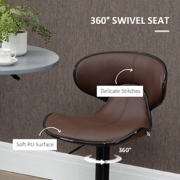 Homcom Adjustable Swivel Bar Stools Set Of 2, Barstools For Counter Bar, Brown - thumbnail 6