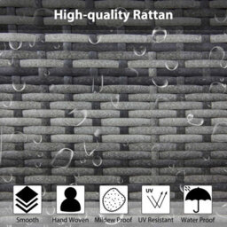 Birchtree Rattan Garden Furniture Set Corner Sofa Glass Table Patio 5 Seaters Grey - thumbnail 8