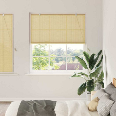 Berkfield Window Blinds & Shades With Curtains Manual Natural Bamboo - image 1