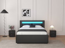 Ecasa Tokyo Rgb Led Bluetooth Speaker Double 4Ft 6 Bed Faux Leather 4 Drawer Storage Remote Control  Black - thumbnail 3