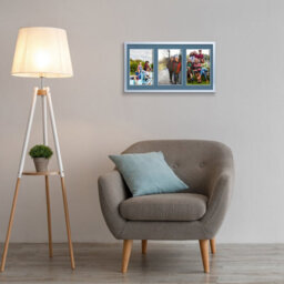 AK Frames 40X20Cm Silver Sleek Multi Photo Frame With Pompadour Mount - Holds 3 Apertures (3X) 6X4 Photos - thumbnail 3