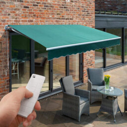 Primrose Awnings 3.5M X 2.5M Retractable Electric Green Awning Outdoor Patio Canopy - thumbnail 1
