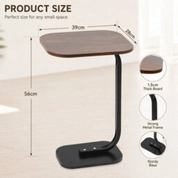 C Shaped Sofa Side End Table, Coffee Laptop Table, Bedside Desk For Living Room - thumbnail 2
