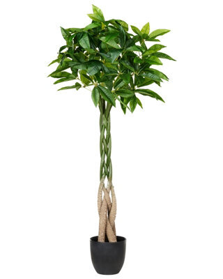 Beliani 120Cm Artificial Pachira Tree With Braided Trunk In Black Pot - Indoor Decorative Floor Plant - image 1