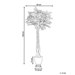 Beliani 120Cm Artificial Pachira Tree With Braided Trunk In Black Pot - Indoor Decorative Floor Plant - thumbnail 4