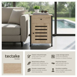 Tectake Bedside Table Waterford   - Industrial Wood Light, Oak Sonoma - thumbnail 2