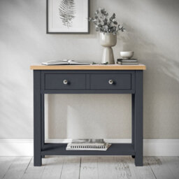 Farro Charcoal 85Cm Console Table With Drawer - Painted With Oak Top - By Roseland Furniture - thumbnail 2