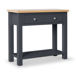 Farro Charcoal 85Cm Console Table With Drawer - Painted With Oak Top - By Roseland Furniture