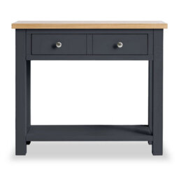 Farro Charcoal 85Cm Console Table With Drawer - Painted With Oak Top - By Roseland Furniture - thumbnail 3