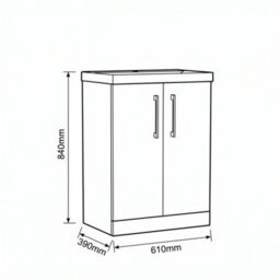 Balterley Bramshall Modern Bathroom 2 Soft Close Door & Mid-Edge Vanity Unit Basin, Satin Grey, 600mm - thumbnail 5