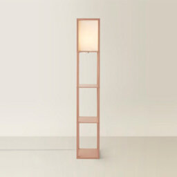 Valuelights Struttura Pink Shelving Unit Floor Lamp With Fabric Shade - thumbnail 3