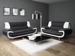 Luigi 3+2 Sofa Set Faux Leather Black&white