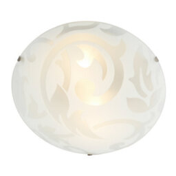 Happy Homewares Traditional Frosted White Floral Circular Glass Ip20 Flush Ceiling Light Fitting - thumbnail 5