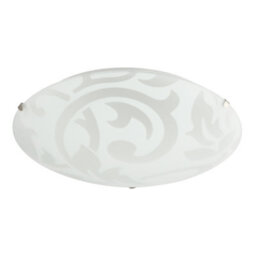 Happy Homewares Traditional Frosted White Floral Circular Glass Ip20 Flush Ceiling Light Fitting - thumbnail 1
