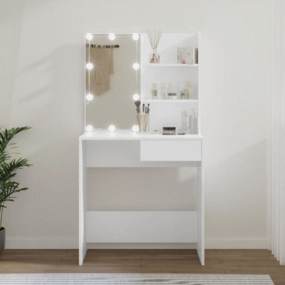 Walplus Dressing Table With Led White 74.5X40X141 Cm - image 1