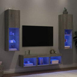 Vidaxl 5 Piece Tv Wall Units With Led Grey Sonoma Engineered Wood - thumbnail 1