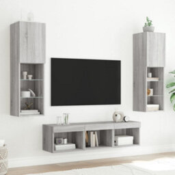 Vidaxl 5 Piece Tv Wall Units With Led Grey Sonoma Engineered Wood - thumbnail 3
