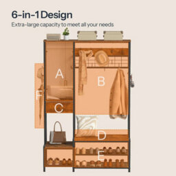Coat Rack W/shoe Storage Coat Stand W/bench Shoe Storage Organizer - thumbnail 4