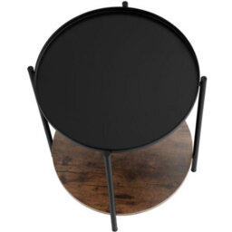 Tectake Bedside Table Sunderland - Industrial Style, Round With 2 Shelves, 45.5 X 54.5 Cm - Industrial Wood Dark, Rustic - thumbnail 2