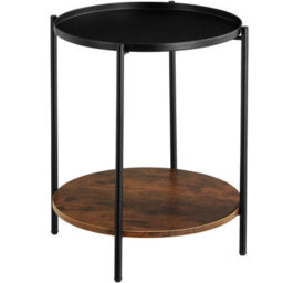 Tectake Bedside Table Sunderland - Industrial Style, Round With 2 Shelves, 45.5 X 54.5 Cm - Industrial Wood Dark, Rustic - thumbnail 1