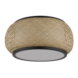 Luminosa Lighting Luminosa Bambora Cylindrical Ceiling Light Matt Black, Bamboo Led 3000//4000/6000K - thumbnail 3