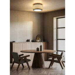 Luminosa Lighting Luminosa Bambora Cylindrical Ceiling Light Matt Black, Bamboo Led 3000//4000/6000K - thumbnail 2