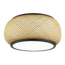 Luminosa Lighting Luminosa Bambora Cylindrical Ceiling Light Matt Black, Bamboo Led 3000//4000/6000K - thumbnail 5