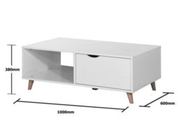 Timber Art Design Pulford Scandi Coffee Table 2 Drawers White Living Room Storage Furniture - thumbnail 4