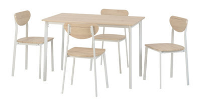 Seconique Riley Dining Set Table And 4 Chairs White And Light Oak Effect Veneer - image 1