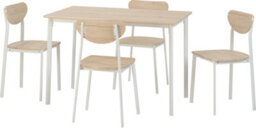 Seconique Riley Dining Set Table And 4 Chairs White And Light Oak Effect Veneer - thumbnail 3