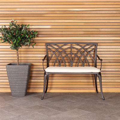 Charles Bentley Metal Cast Aluminium 2 Seater Garden Patio Bench Seat - image 1