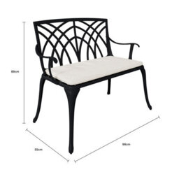 Charles Bentley Metal Cast Aluminium 2 Seater Garden Patio Bench Seat - thumbnail 8