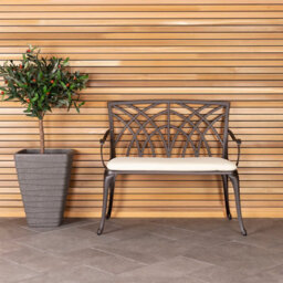 Charles Bentley Metal Cast Aluminium 2 Seater Garden Patio Bench Seat - thumbnail 1