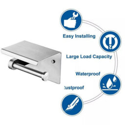 Stainless Steel Toilet Paper Holder With Phone Shelf, Bathroom Tissue Holder - thumbnail 3