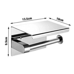 Stainless Steel Toilet Paper Holder With Phone Shelf, Bathroom Tissue Holder - thumbnail 2