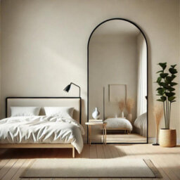 Jōbū Jobu Home - Akiko, Full Length Black Metal Arched Mirror - 180Cm X 90Cm