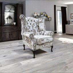 Chesterfield High Back Wing Chair Lustro Moonlight Velvet In Queen Anne Style - thumbnail 4