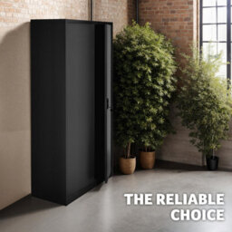 Tectake Filing Cabinet - Locker With 6 Shelf Compartments, Clothes Rail, 2 Wing Doors - 1 - Black - thumbnail 7