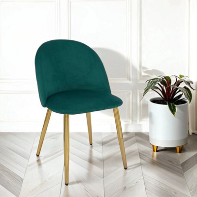 PureLifestyleWonders Designer Luxurious Velvet Dining Chair In Green With Gold Legs Velvoro - image 1