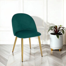 PureLifestyleWonders Designer Luxurious Velvet Dining Chair In Green With Gold Legs Velvoro