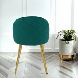 PureLifestyleWonders Designer Luxurious Velvet Dining Chair In Green With Gold Legs Velvoro - thumbnail 2